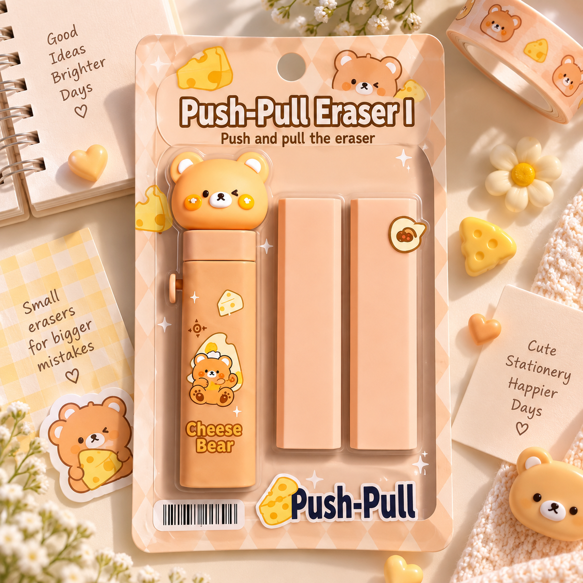 Cute Kawaii Eraser Set | Pastel Character Erasers for School, College & Aesthetic Stationery | Minuzu