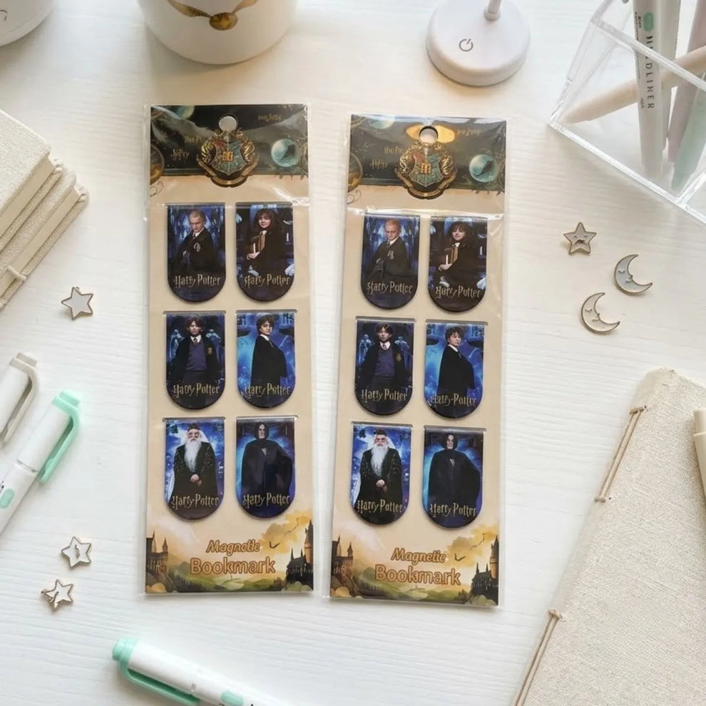 Harry Potter Magnetic Bookmarks Set of 6 | Aesthetic Book Page Marker Clips | Minuzu
