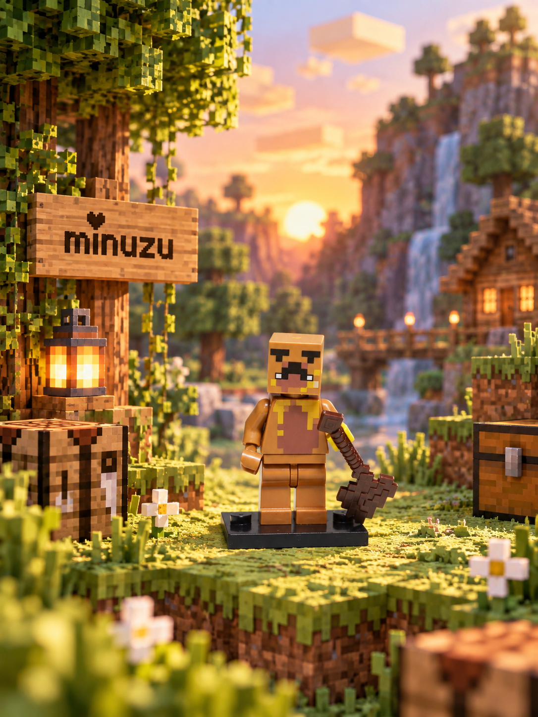 16-Piece Minecraft Pixel Minifigure Set | Building Bricks Collectible Set | Minuzu