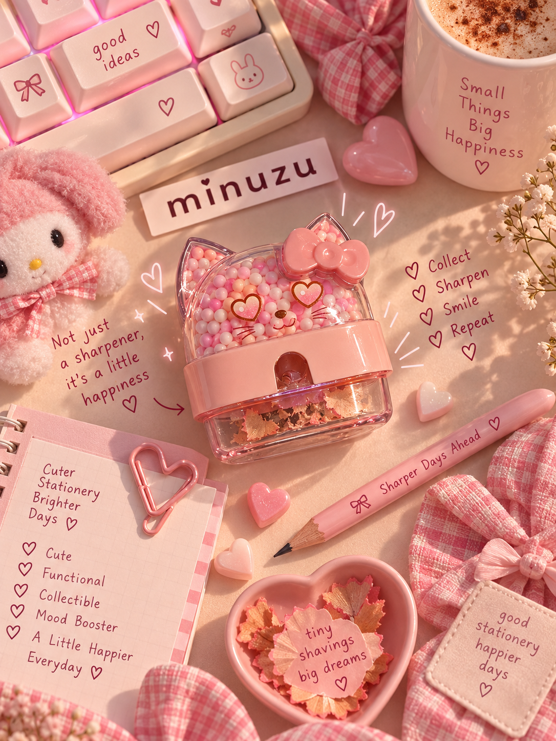 Cute Collectible Pencil Sharpener | Kawaii Character Stationery & Desk Accessory | Minuzu