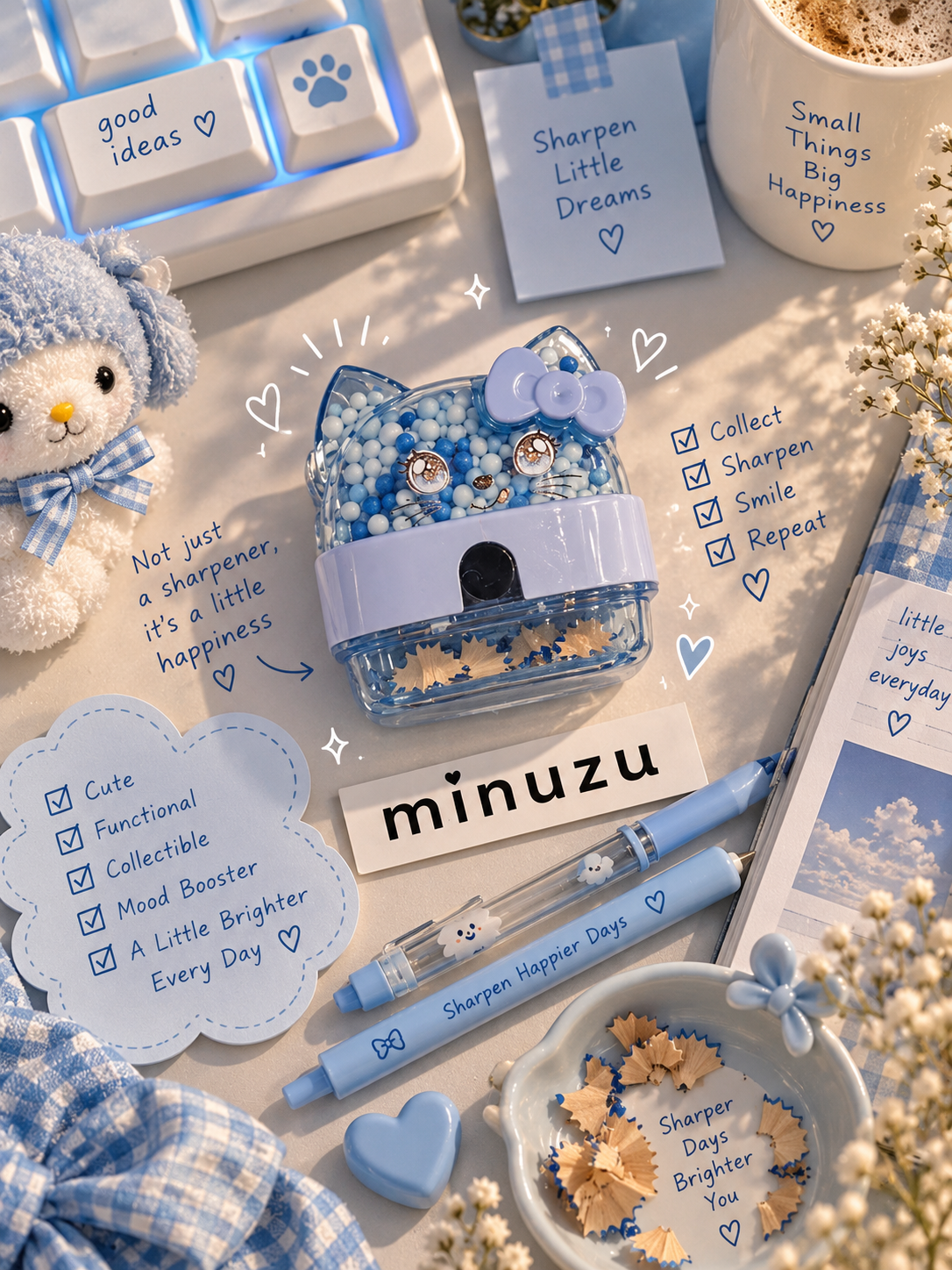Cute Collectible Pencil Sharpener | Kawaii Character Stationery & Desk Accessory | Minuzu
