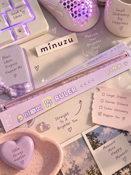 Cute 20 cm Ruler – Aesthetic Transparent Scale for School, College & Stationery | Minuzu