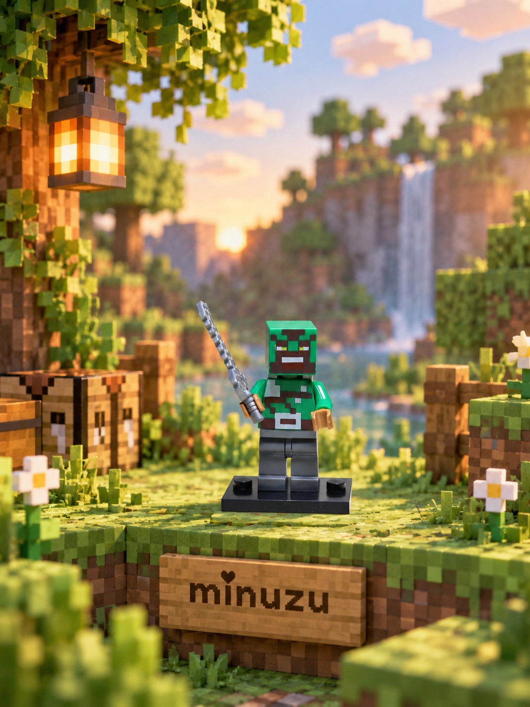3-Piece Minecraft-Inspired Pixel Minifigure Collectible Set